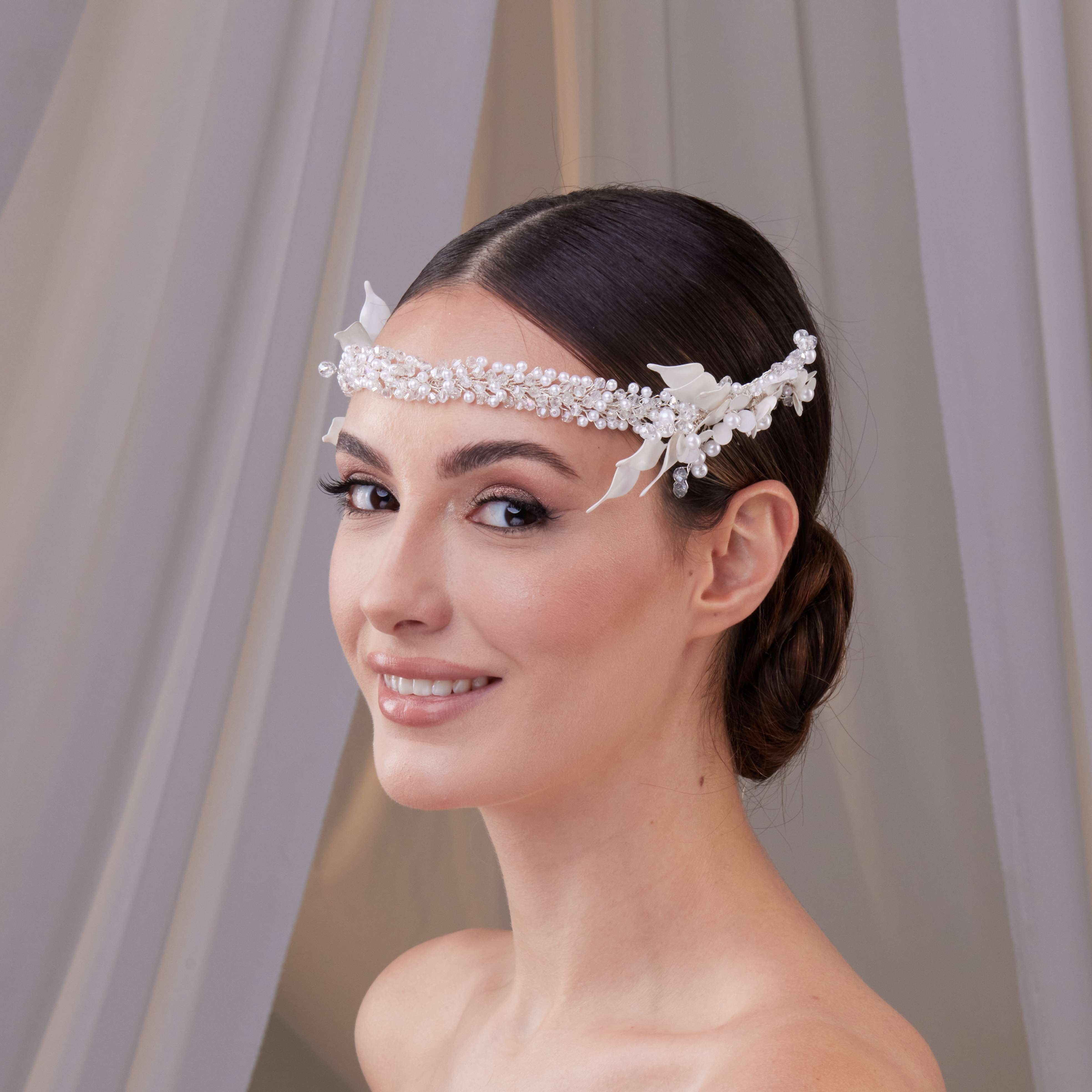 Bridal Resin Flower and Crystal Halo - Glamourous Grace