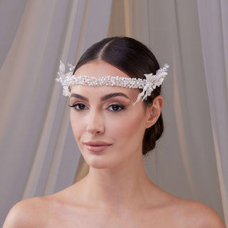 Bridal Resin Flower and Crystal Halo - Glamourous Grace