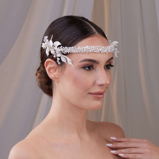 Bridal Resin Flower and Crystal Halo - Glamourous Grace