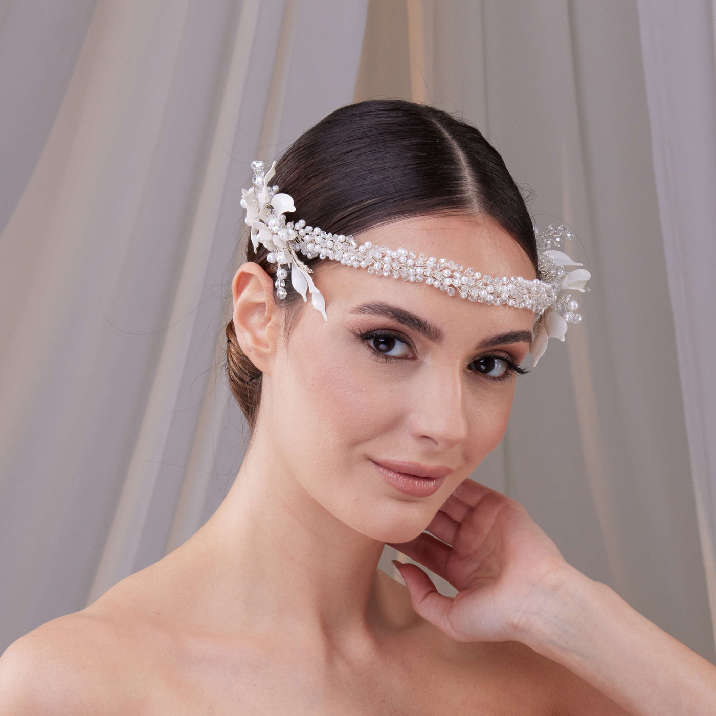 Bridal Resin Flower and Crystal Halo - Glamourous Grace