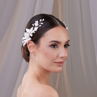 Two-Piece Resin Flower Hair Vine Set - Glamourous Grace