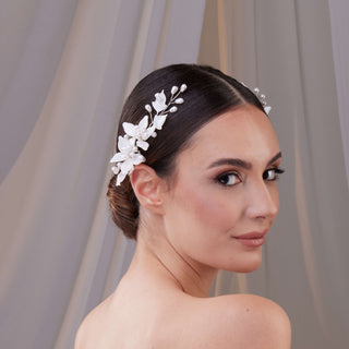 Two-Piece Resin Flower Hair Vine Set - Glamourous Grace