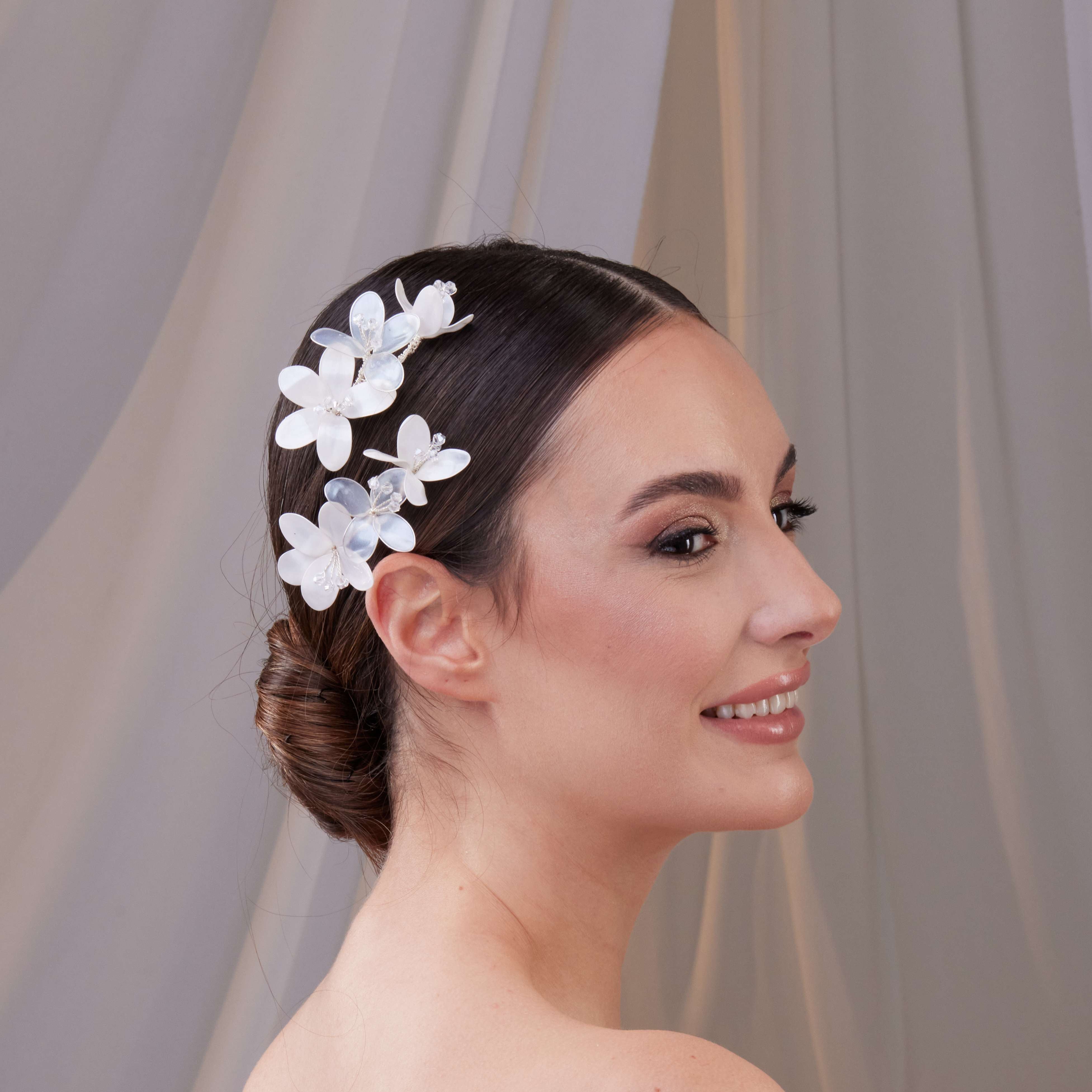 Two-Piece Resin Flower Hair Vine Set - Glamourous Grace