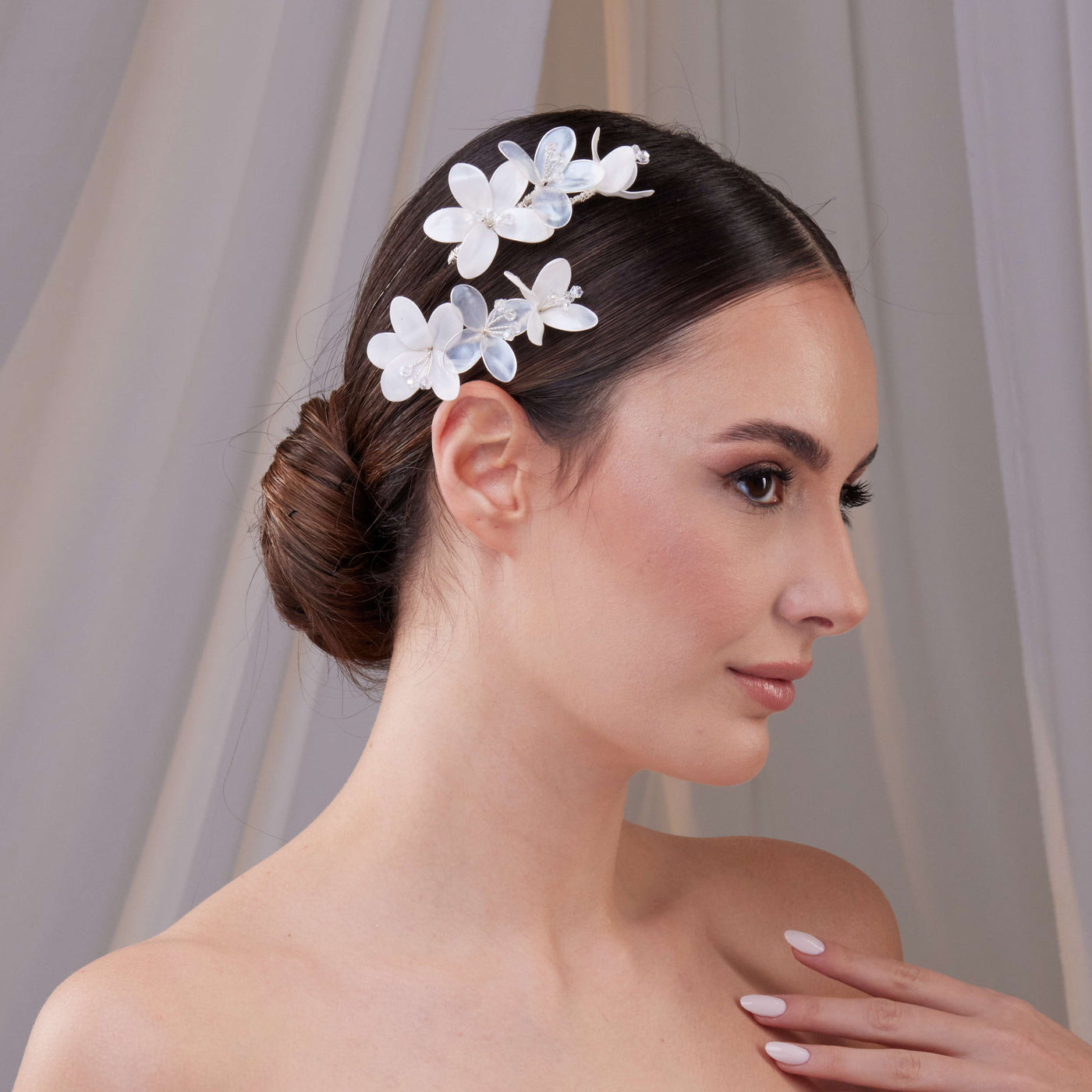 Two-Piece Resin Flower Hair Vine Set - Glamourous Grace