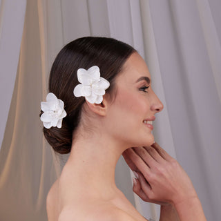 Two-Piece Resin Flower Hair Pin Set - Glamourous Grace