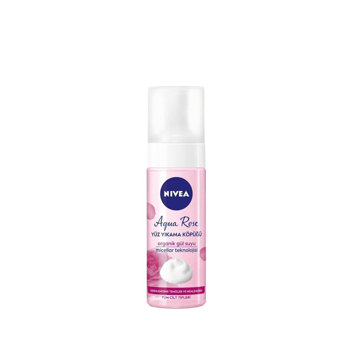 Nivea Aqua Rose Facial Cleansing Foam with Rose Water - Gentle, Hydrating, and Soothing for Sensitive Skin - 5.07 fl oz - Glamourous Grace
