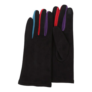 Black & Multicolor Women's Touch Screen Gloves - One Size Fits All