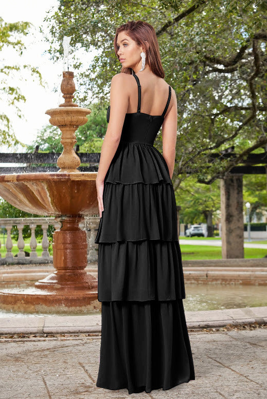 Miriam Tiered Maxi Dress - Black - Glamourous Grace