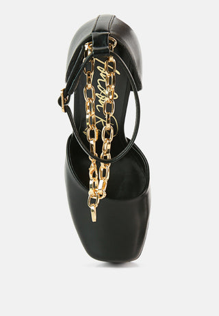 Blackpearl Faux Leather High Heeled Platform Sandals - Glamourous Grace