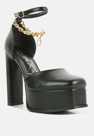 Blackpearl Faux Leather High Heeled Platform Sandals - Glamourous Grace