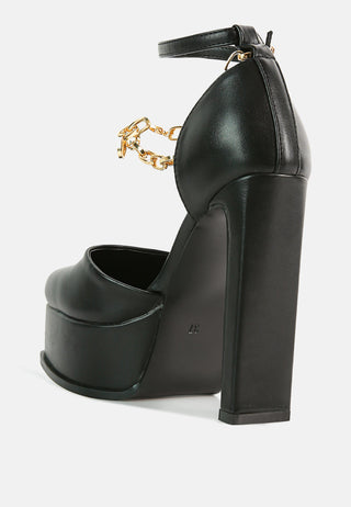 Blackpearl Faux Leather High Heeled Platform Sandals - Glamourous Grace