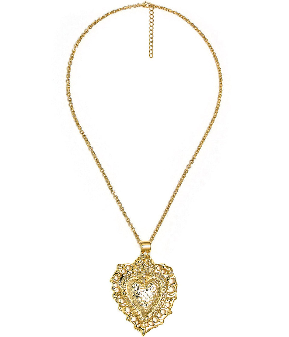 Bleeding Heart Charm Necklace - 18k Plated Necklace