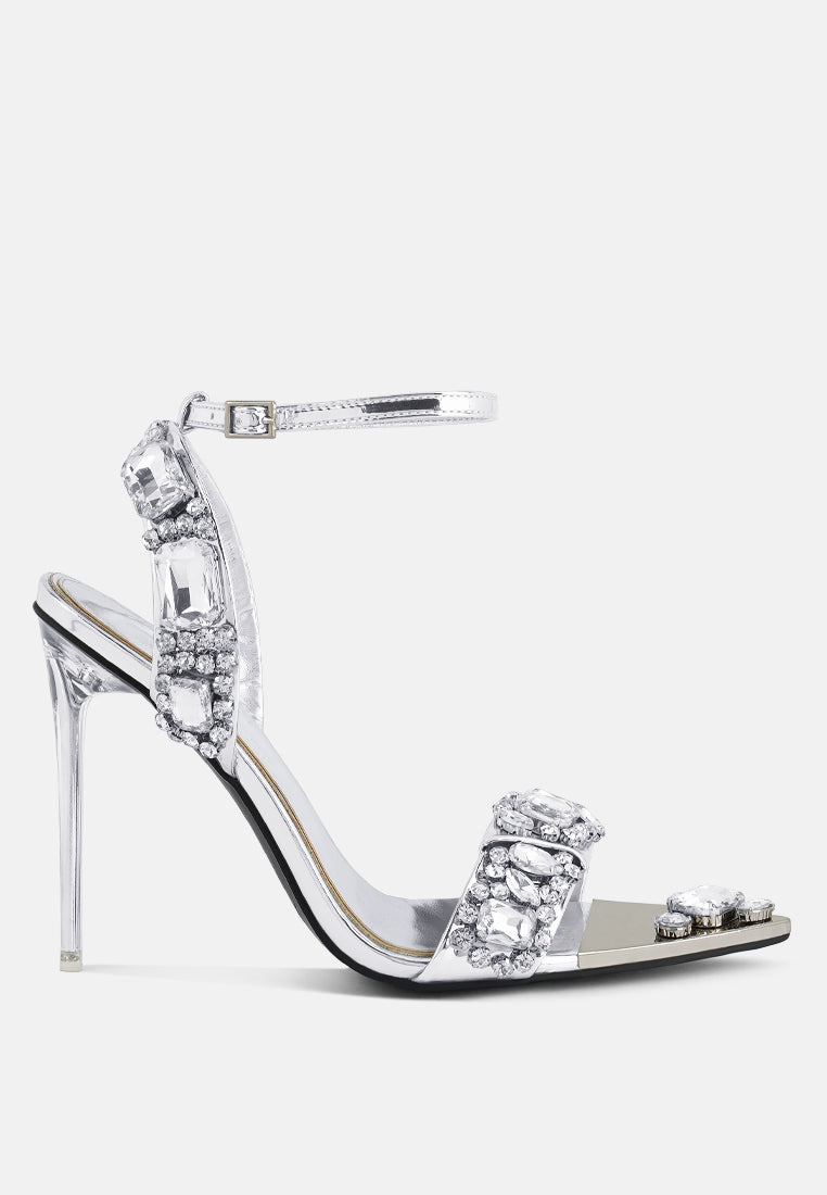Blingy Diamante Embellished Stiletto Sandals - Glamourous Grace
