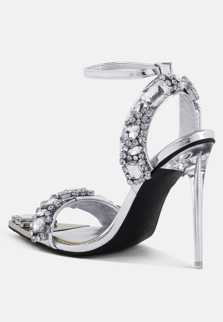Blingy Diamante Embellished Stiletto Sandals - Glamourous Grace