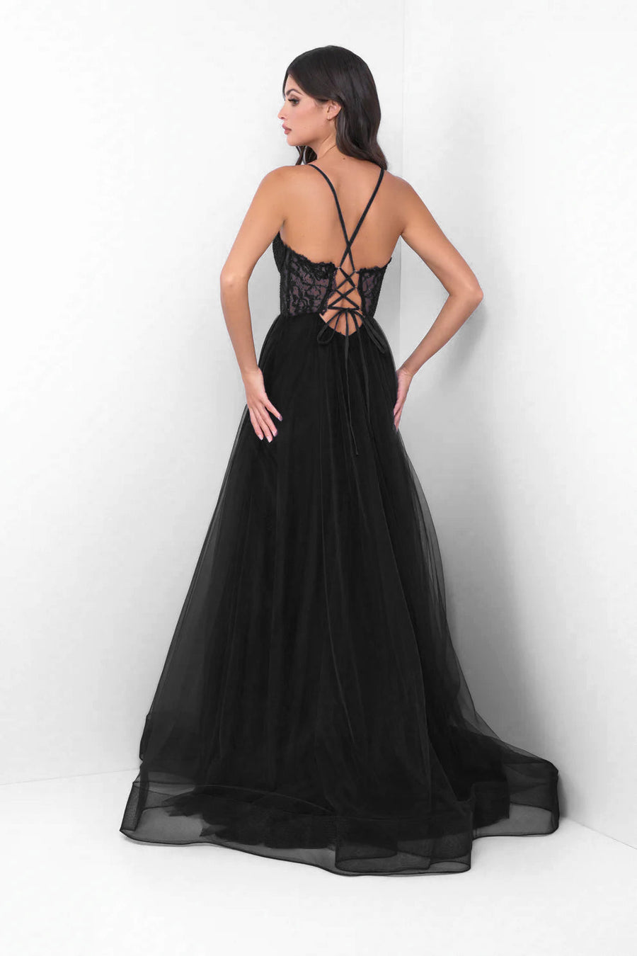 Dani Gown - Black - Lace & Tulle A-line Dress - Glamourous Grace