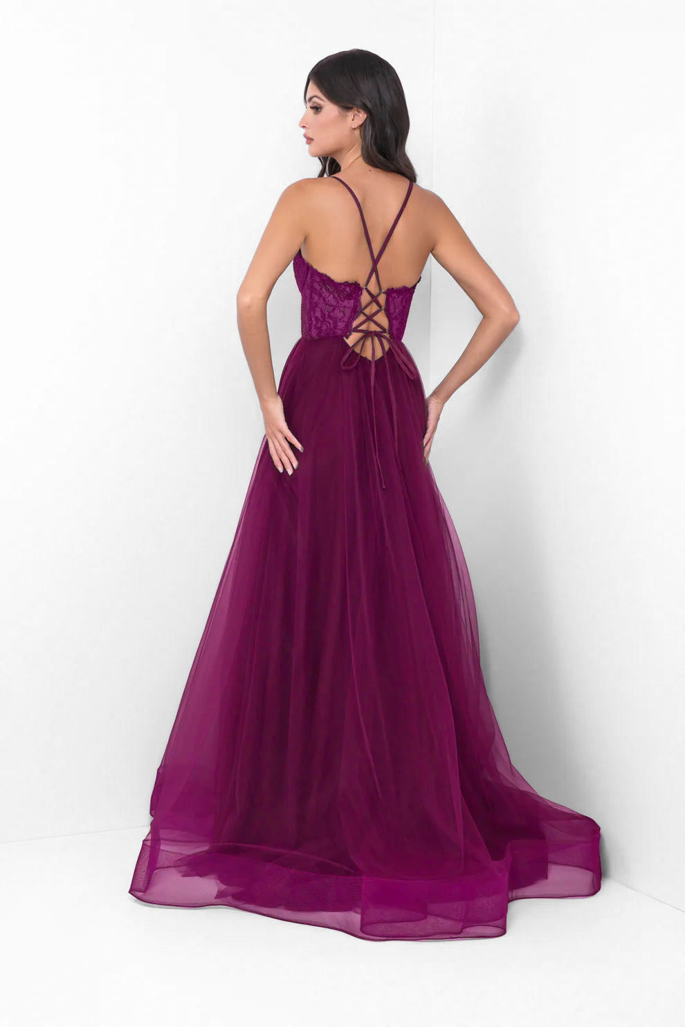 Dani Gown - Mulberry - Lace & Tulle A-line Dress - Glamourous Grace