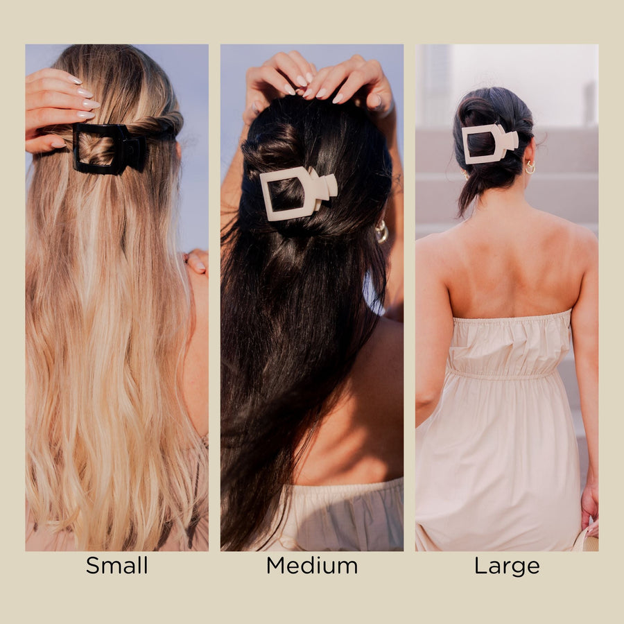 Almond Beige Small Flat Square Hair Clip - Glamourous Grace