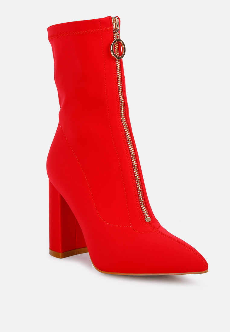Bobbettes Block Heeled Microfiber Ankle Boot - Glamourous Grace