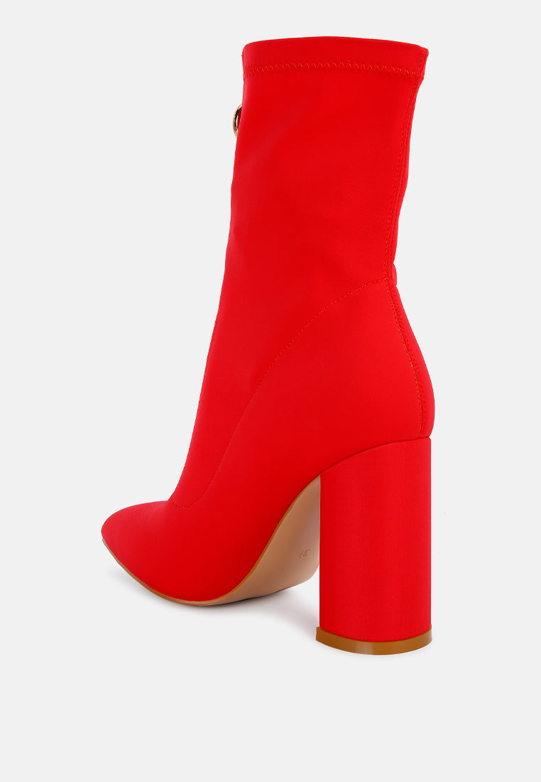 Bobbettes Block Heeled Microfiber Ankle Boot - Glamourous Grace