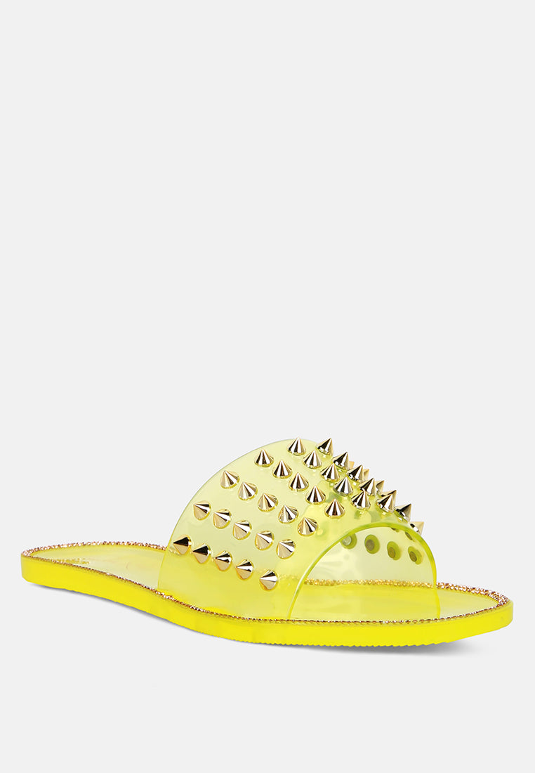 Bolly Punk Stud Clear Jelly Flats - Glamourous Grace