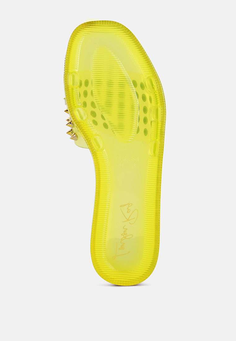 Bolly Punk Stud Clear Jelly Flats - Glamourous Grace