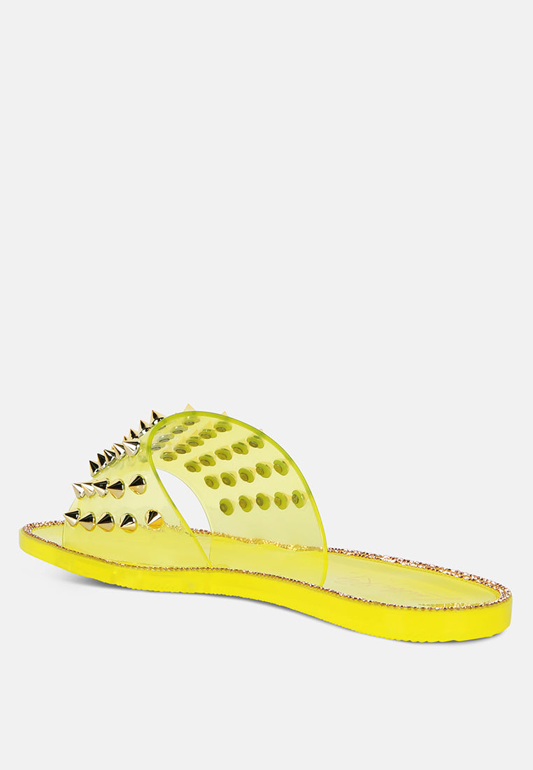 Bolly Punk Stud Clear Jelly Flats - Glamourous Grace