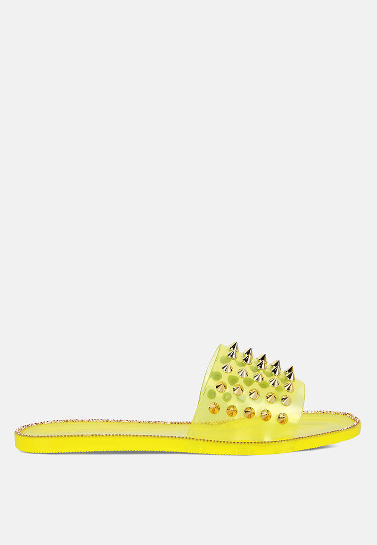 Bolly Punk Stud Clear Jelly Flats - Glamourous Grace
