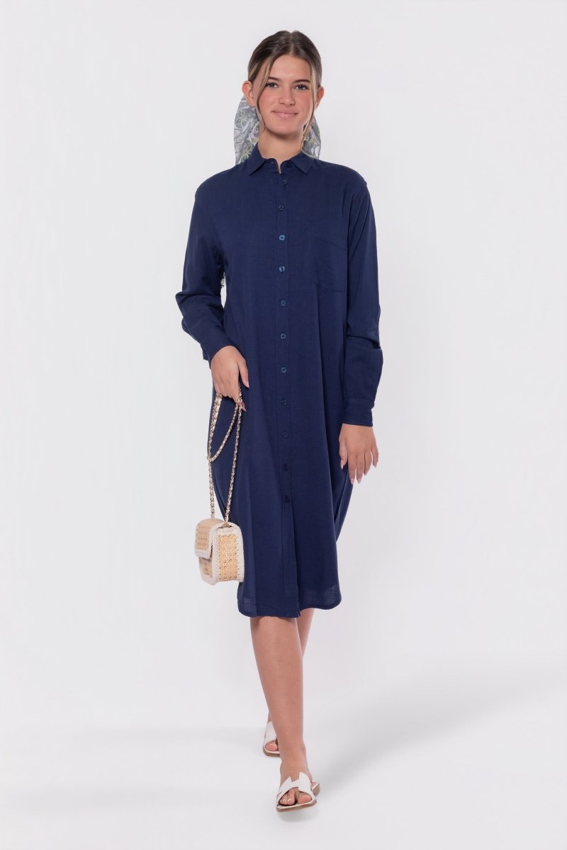 Bonnie Dress 42" (Navy) - Glamourous Grace