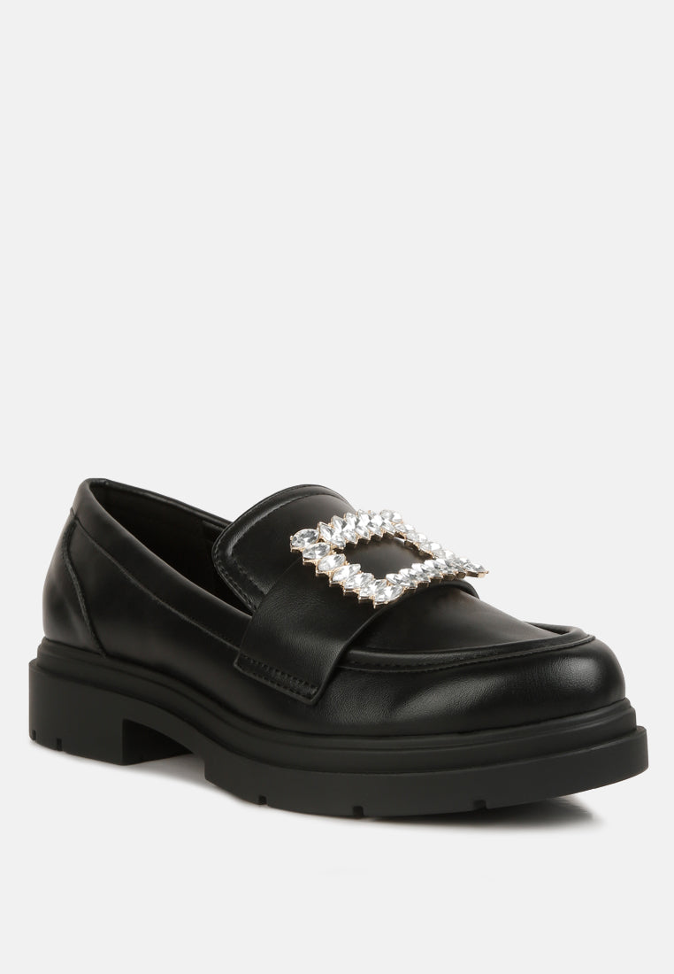Bossi Faux Leather Loafers With Buckle Embellishment - Glamourous Grace