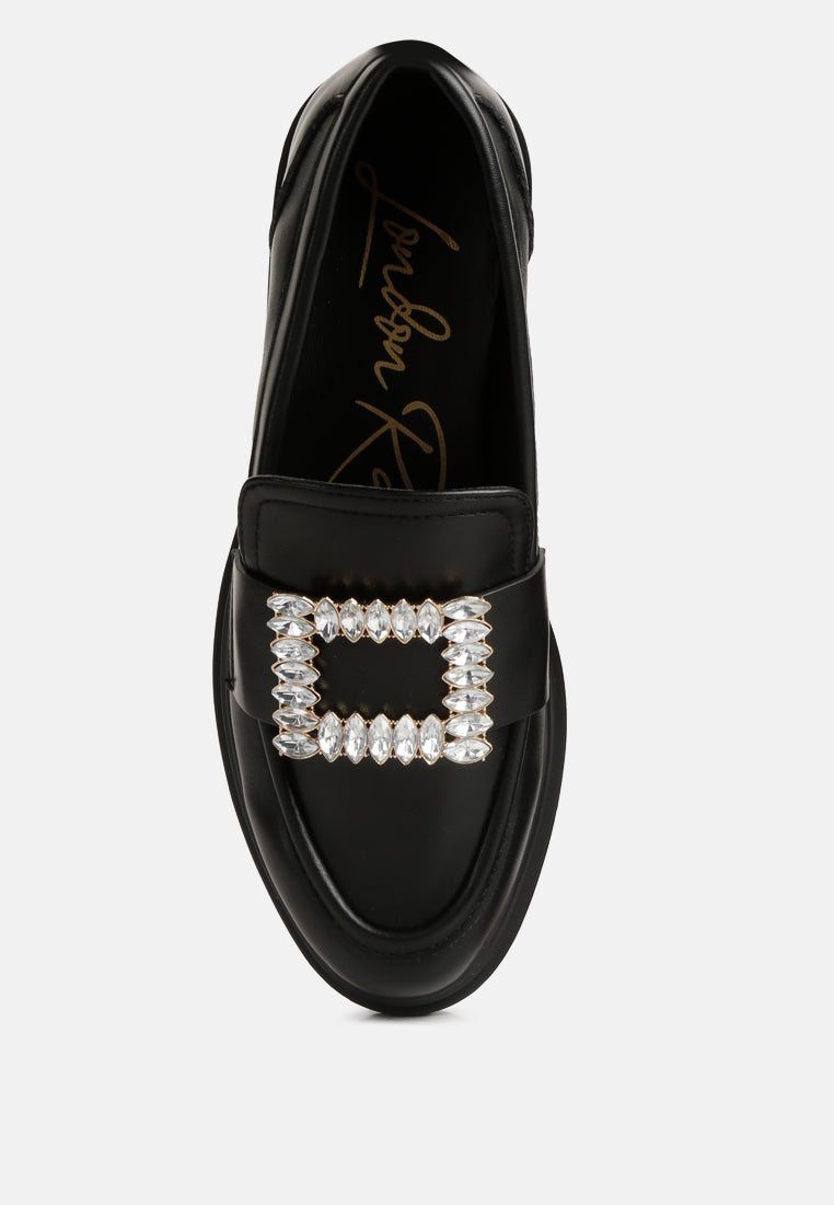 Bossi Faux Leather Loafers With Buckle Embellishment - Glamourous Grace