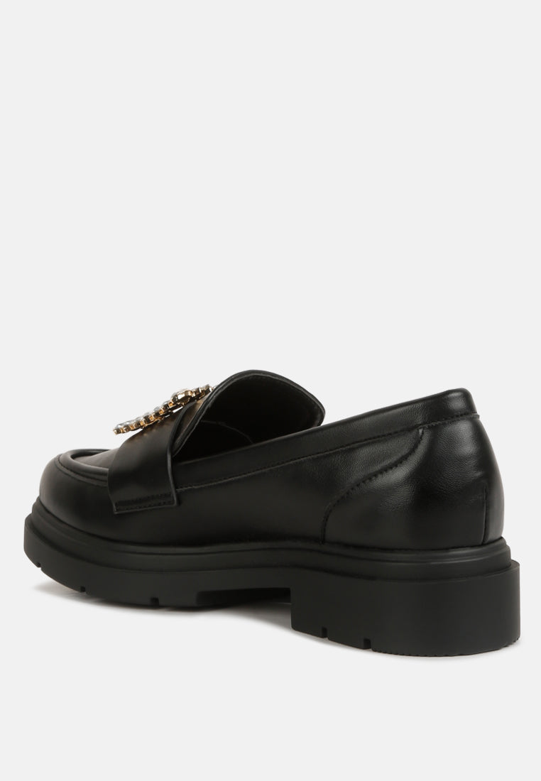 Bossi Faux Leather Loafers With Buckle Embellishment - Glamourous Grace