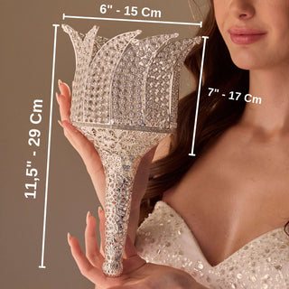 Luxury Quinceañera & Wedding Bouquet Holder – Silver Carved Flowers & Crystal Stones - Glamourous Grace