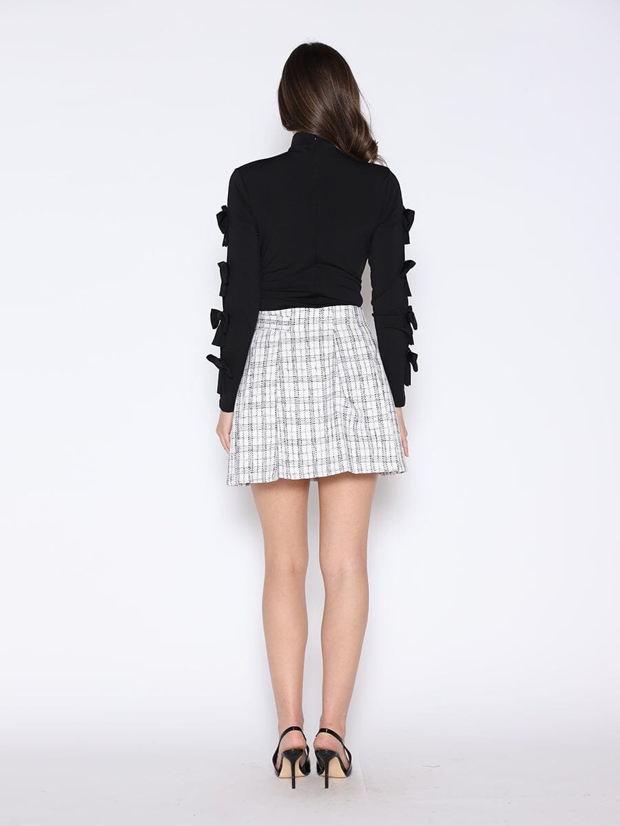 Bow Tie Sleeve Detailed Mock Neck Top - Glamourous Grace
