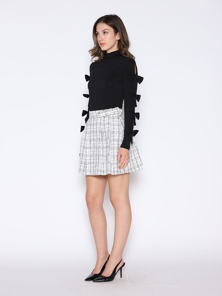 Bow Tie Sleeve Detailed Mock Neck Top - Glamourous Grace
