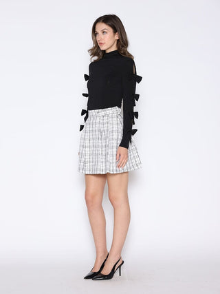 Bow Tie Sleeve Detailed Mock Neck Top