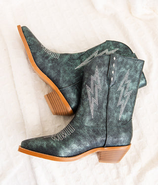 Bowie Metallic Boot in Teal - Glamourous Grace
