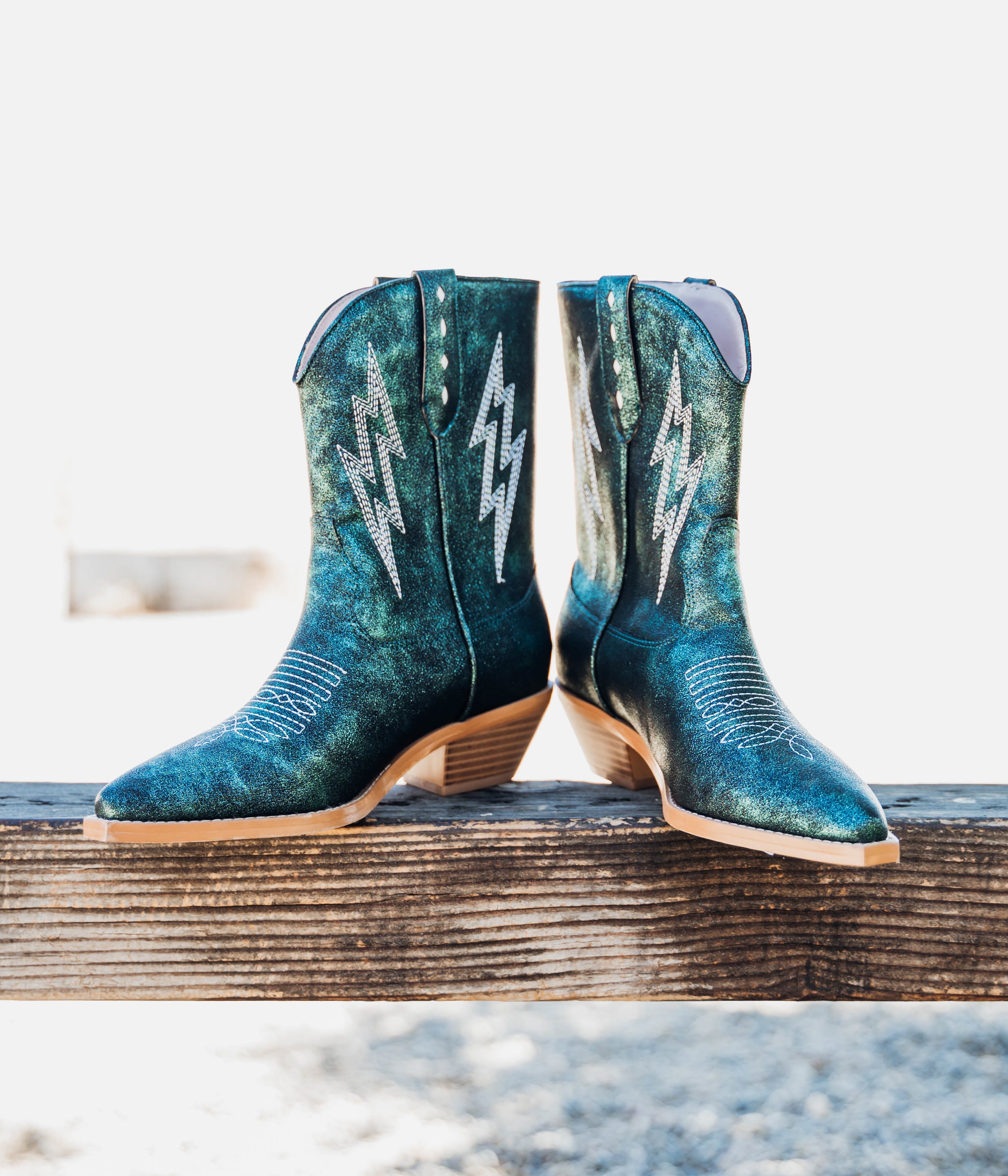 Bowie Metallic Boot in Teal - Glamourous Grace