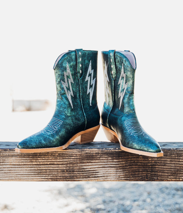 Bowie Metallic Boot in Teal - Glamourous Grace