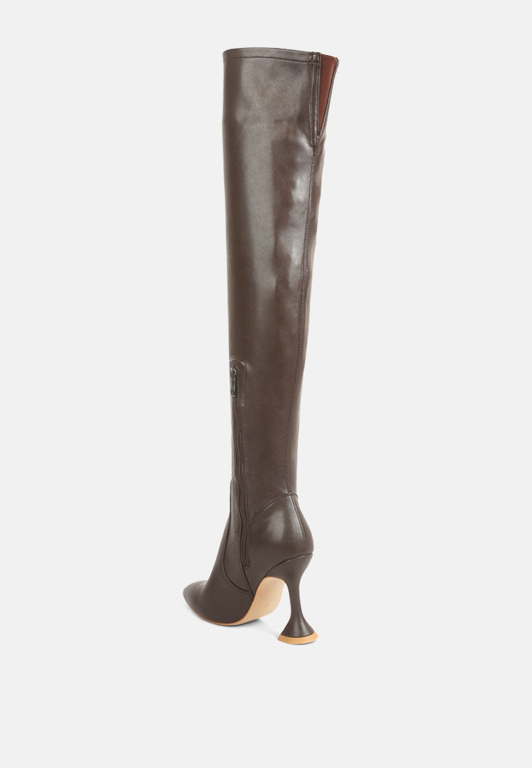 Brandy Faux Leather Over The Knee High Heeled Boots - Glamourous Grace