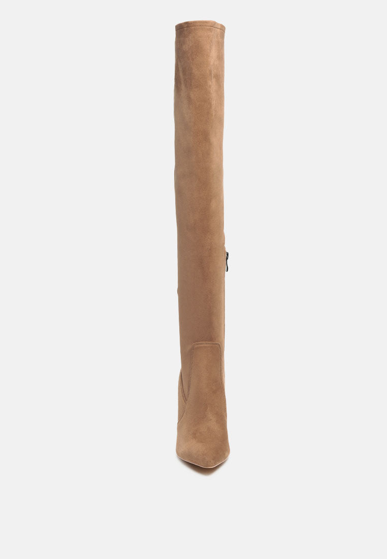 Brandy Faux Suede Over The Knee High Heeled Boots - Glamourous Grace