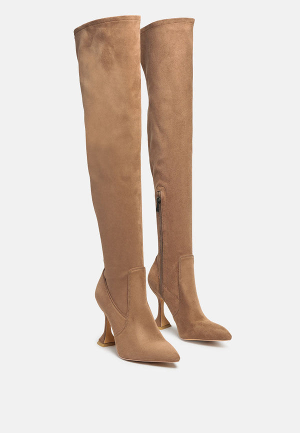 Brandy Faux Suede Over The Knee High Heeled Boots - Glamourous Grace