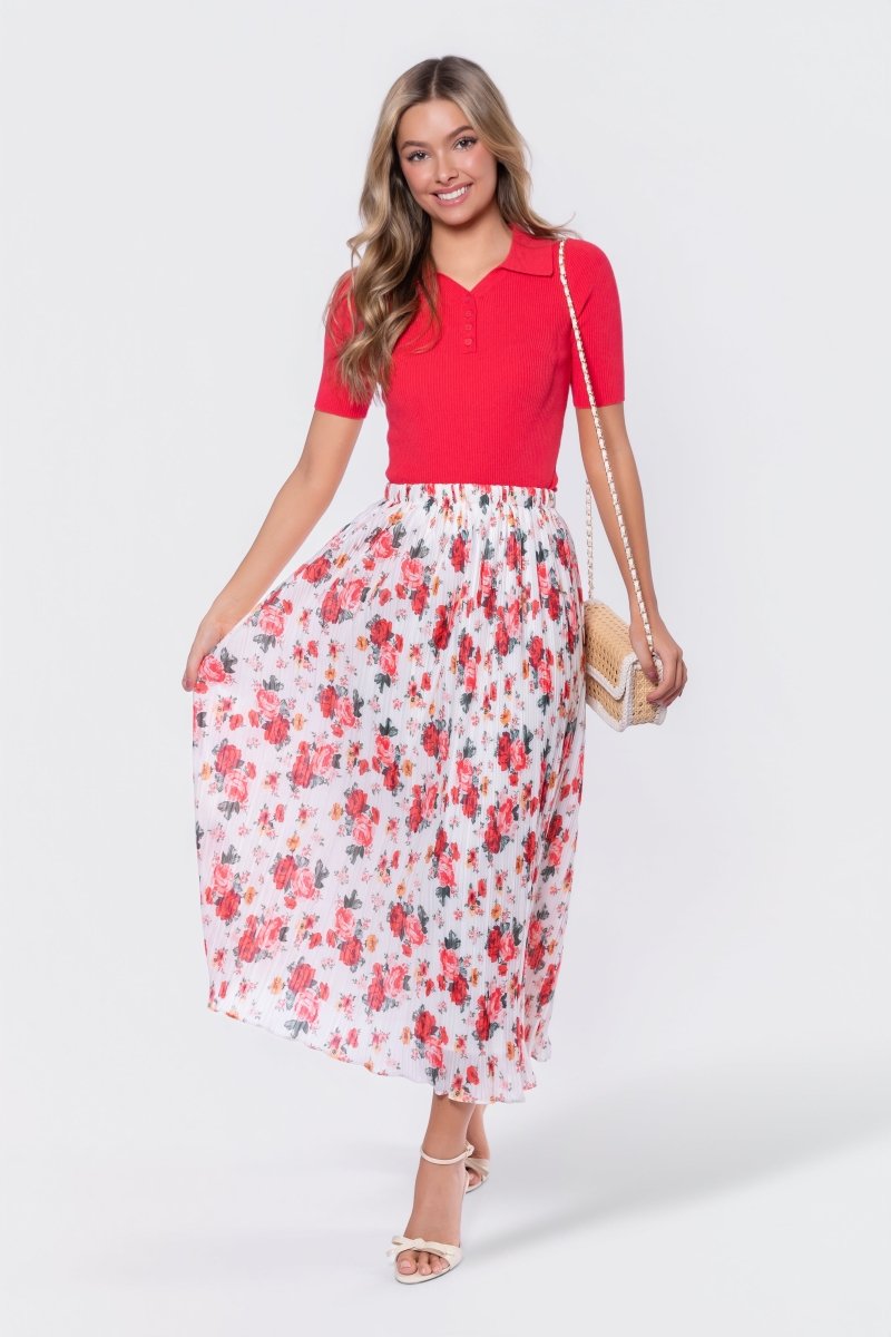 Bria Skirt (White/Red) - Glamourous Grace