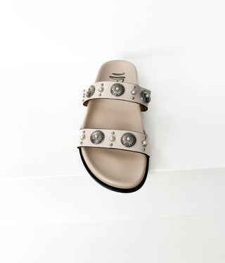 Briallen Western Studded Pearl Sandal in Cream - Glamourous Grace