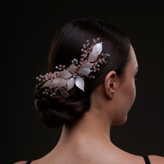Handcrafted Rose Gold Bridal Hair Comb with Crystal Beads and Silver-Plated Wire - Elegant Wedding Hair Accessories for Brides and Bridesmaids