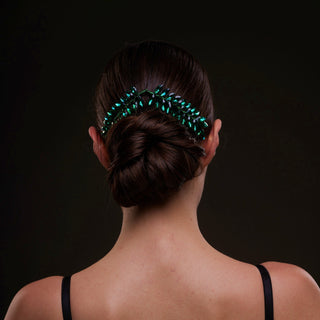 Emerald Green Crystal Leaf Hair Comb Set - Glamourous Grace