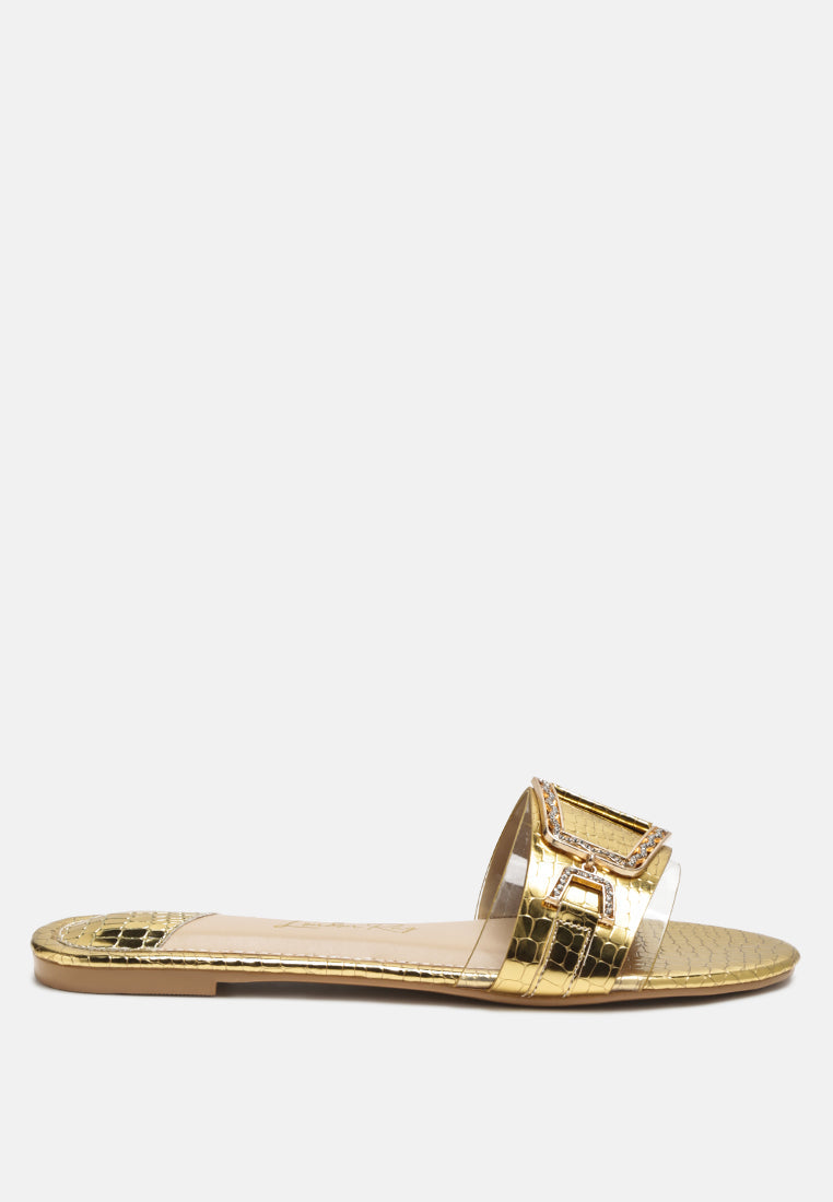 Brillo Jewel Croc Flats - Glamourous Grace