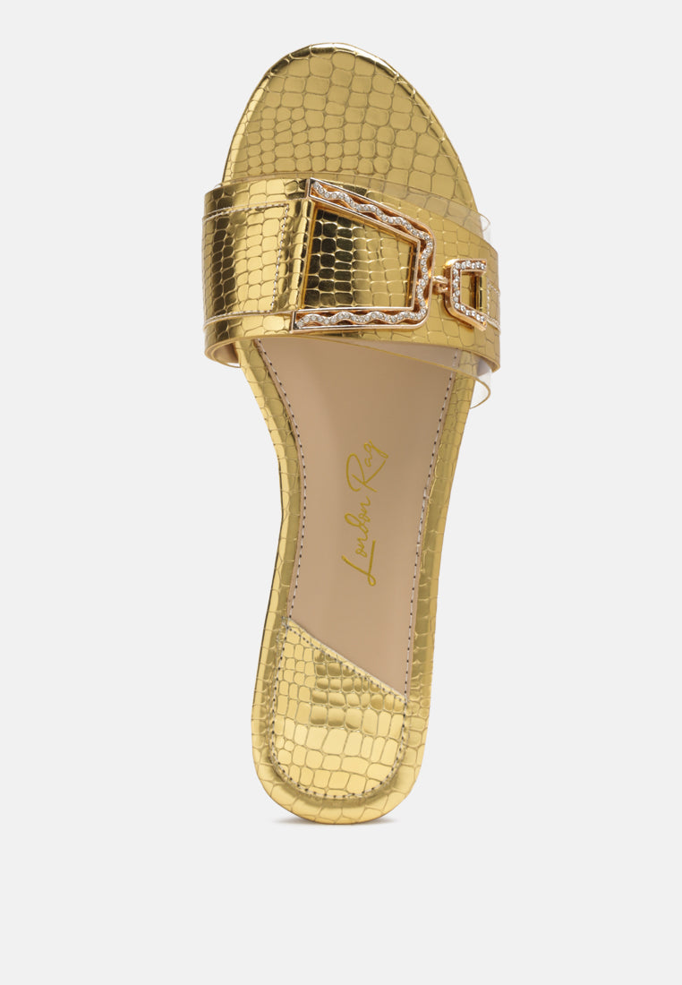 Brillo Jewel Croc Flats - Glamourous Grace