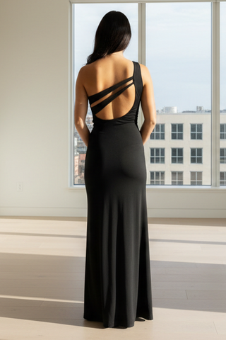 Britt Maxi Dress - Black - One Shoulder Dress - Glamourous Grace