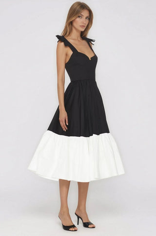 Catalina Midi Dress – Black/Beige (Final Sale) - Glamourous Grace