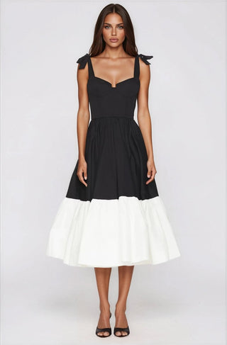 Catalina Midi Dress – Black/Beige (Final Sale)
